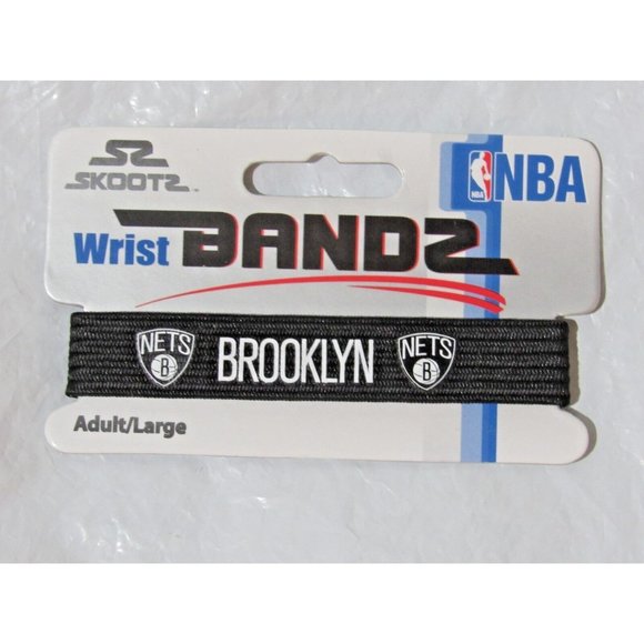 NBA Brooklyn Nets Black Wrist Band Bandz Officially Licensed Size Large Skootz - Picture 1 of 2